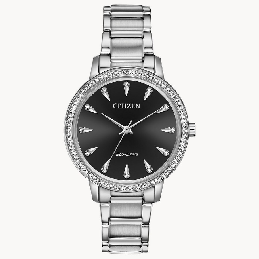 Đồng Hồ Citizen Silhouette Crystal Nữ Bạc Đen